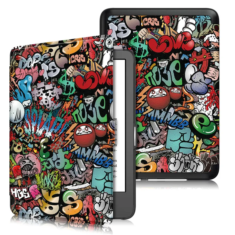 Elegant Smart Magnetic Leather Cover - Artistic Design