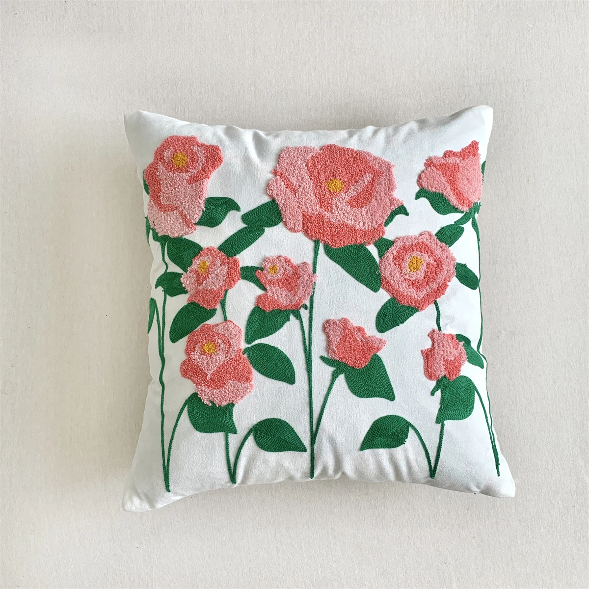 2 Federe Per Cuscino 45x45 Cm Con Fiori Vintage - Rosa, Blu, Bianco, Misto Cotone Lino