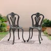 Cast Aluminum Patio Chairs All Weather Outdoor Dining Chairs Set of 2 Indoor Outdoor Bistro Chairs for Balcony, Backyard Garden 3
