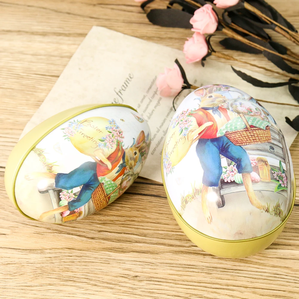 Diy Easter Rabbit Metal Eggshell Gift Box Wedding Home Party Ornament Jesus Christianity Christmas Crafts Candy Earphone Storage