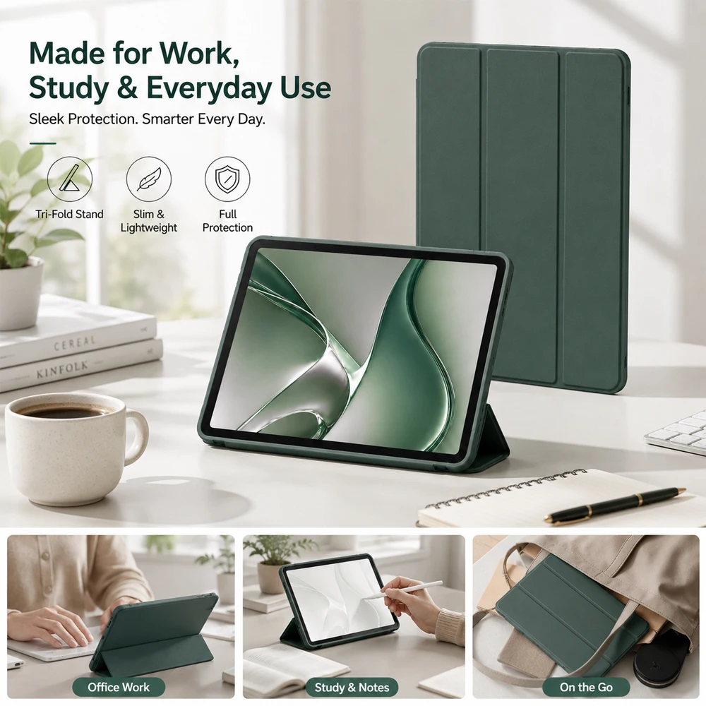 Slim TriFold Stand TPU Soft Back Cover