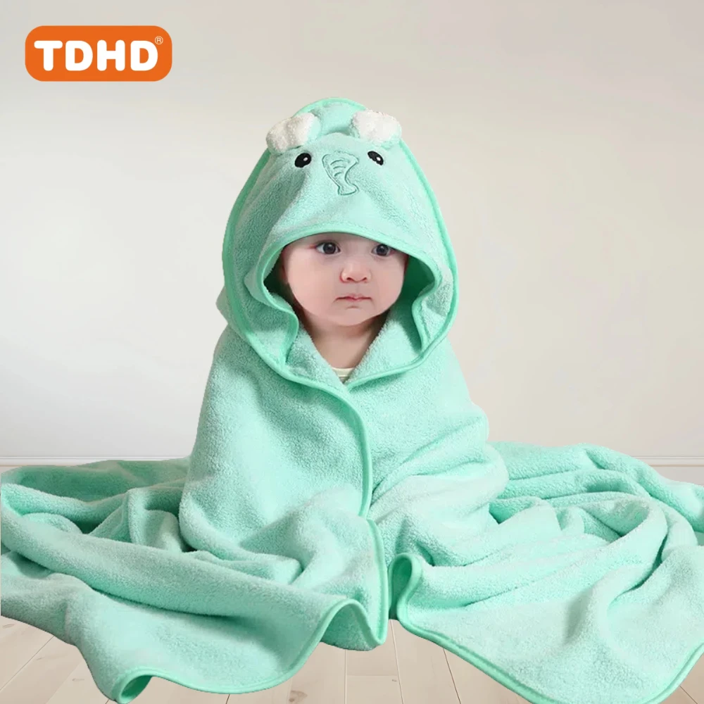 TDHD Super Soft Coral Fleece Newborn Bath Towel: Quick-Drying, Thick, and Hypoallergenic