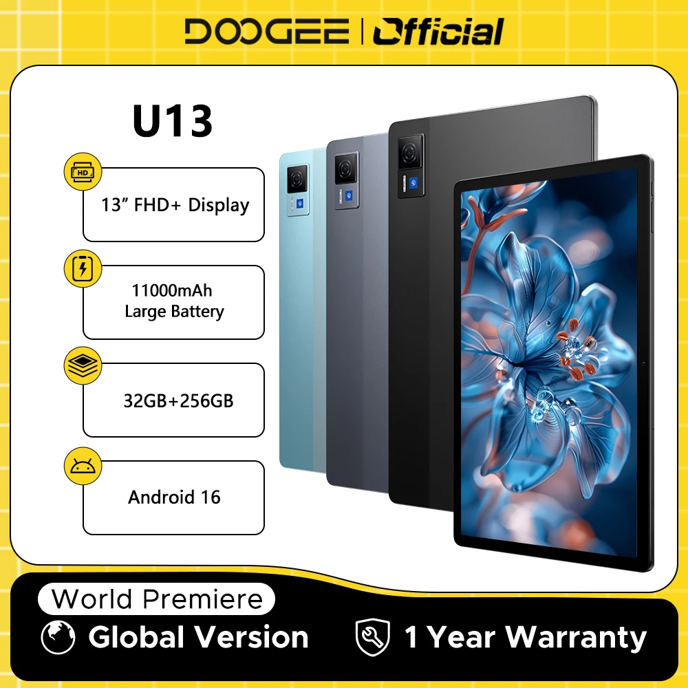 Global Version DOOGEE U13 Tablet PC Android 16 Gemini AI 13'' FHD+