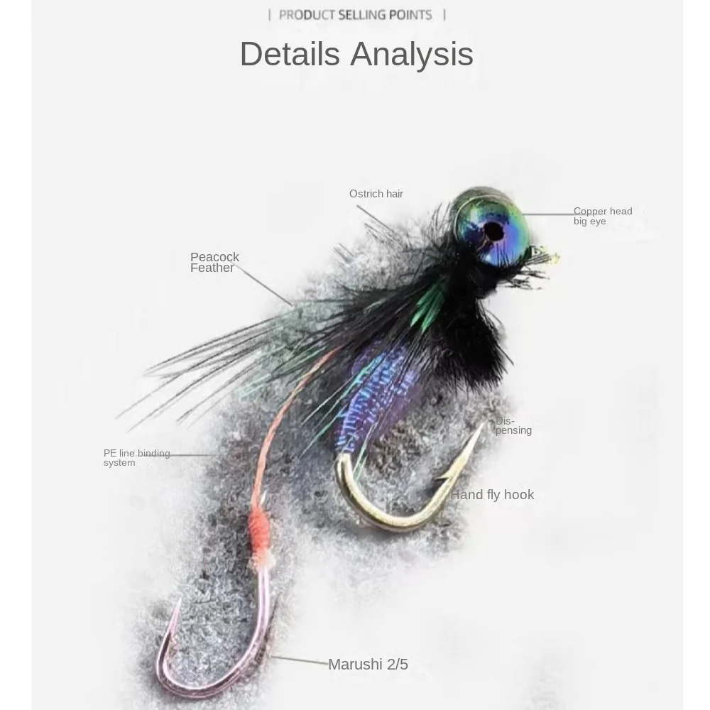 2pcs double hook Frenchie Nymph Tungsten Barbless Hooks Fly Fishing Lures Imitate Mayfly Nymphs Competition Trout Flies