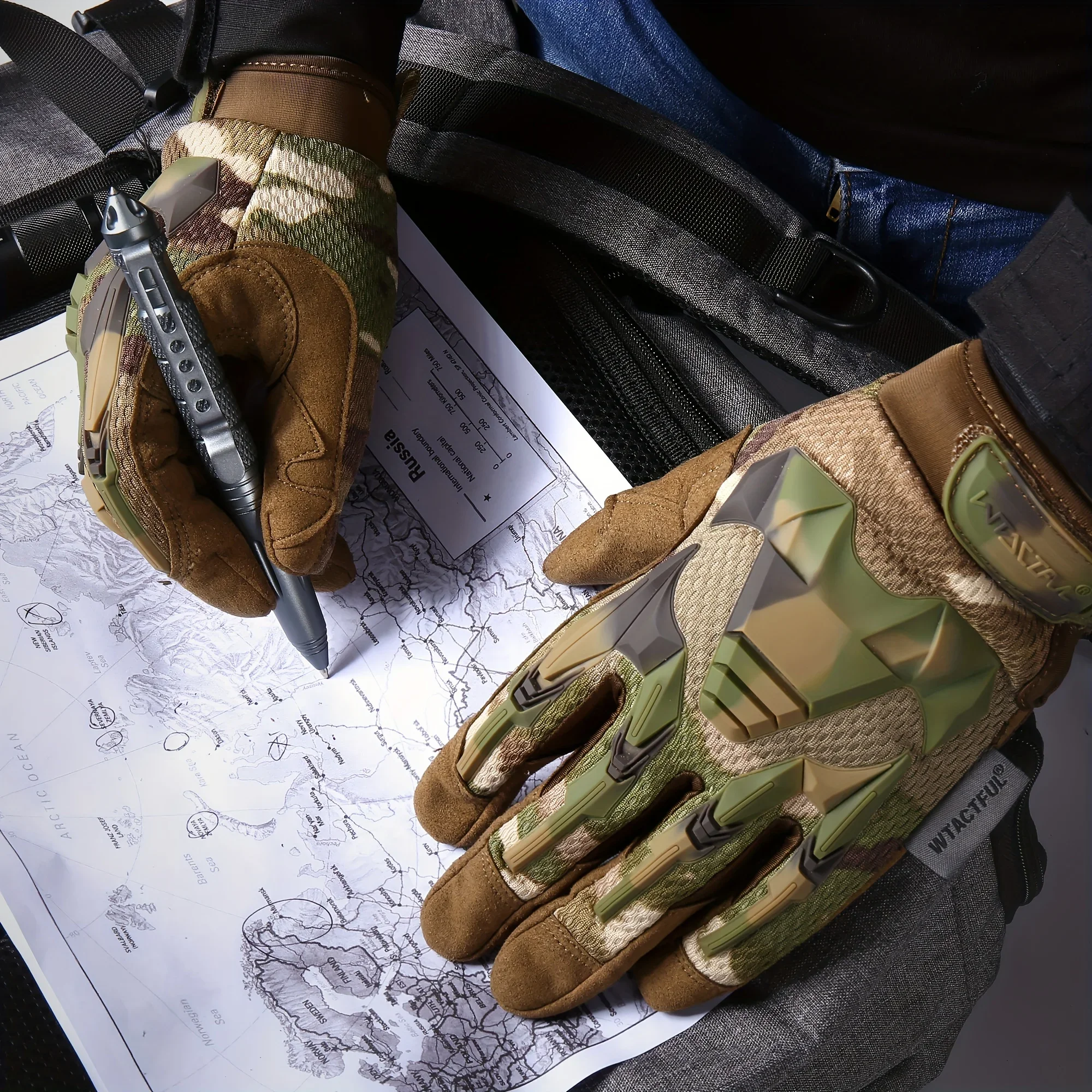 Outdoor Tactical Gloves Camo Cycling Glove Sport Hiking Climbing Paintball Shooting Hunting Riding Ski Full Finger Mittens Men