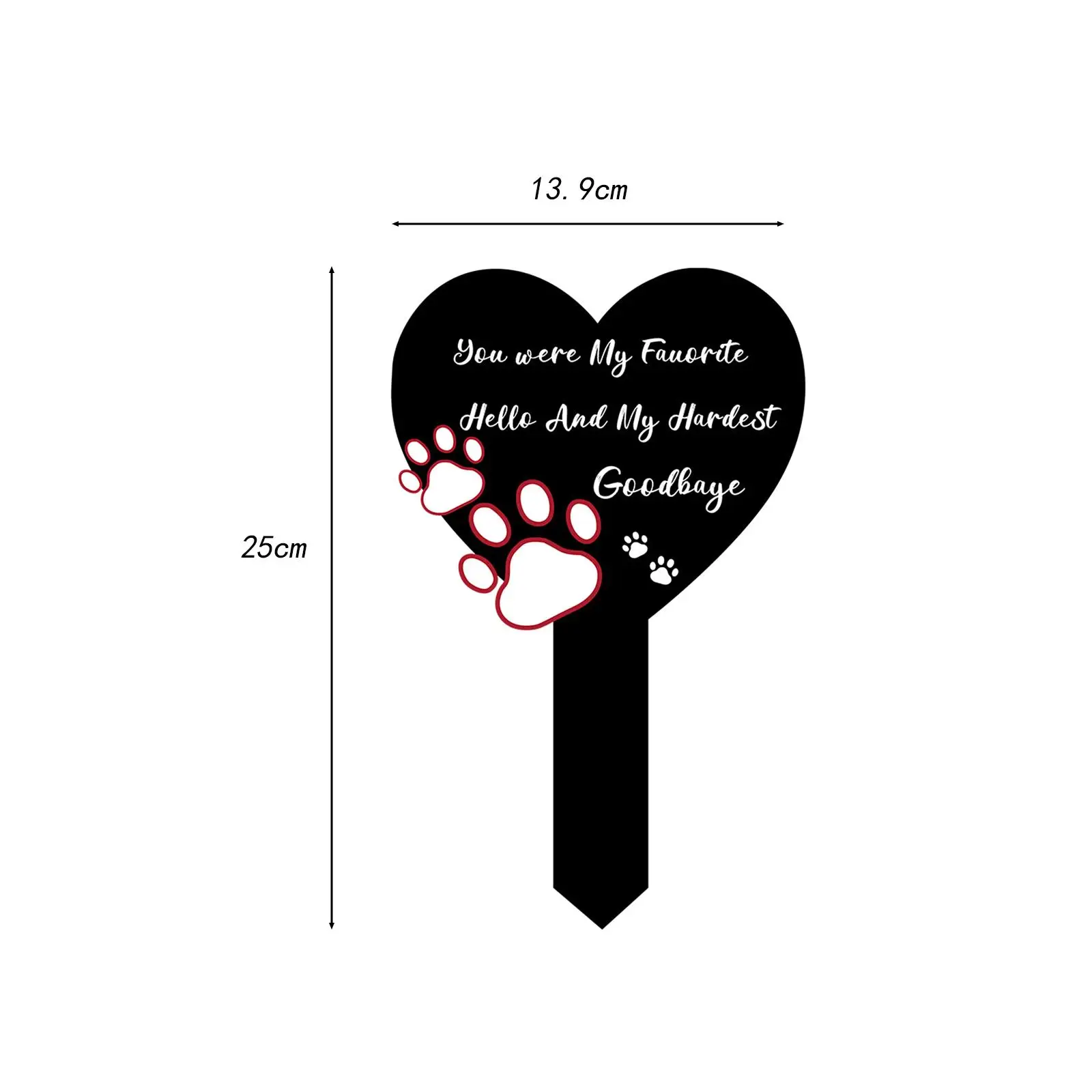 Heart Shaped Grave Marker Sympathy Grave Stake Waterproof Acrylic Grave Marker for Yard Outdoors Funerals Anniversary Lawn