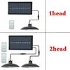 Solar Pendant Light Outdoor Waterproof LED Lamp Double-head Chandelier Decorations with Remote Control for Indoor Shed Barn Room 2