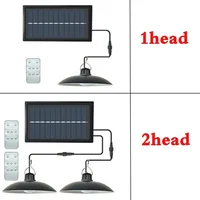 Solar Pendant Light Outdoor Waterproof LED Lamp Double-head Chandelier Decorations with Remote Control for Indoor Shed Barn Room 2