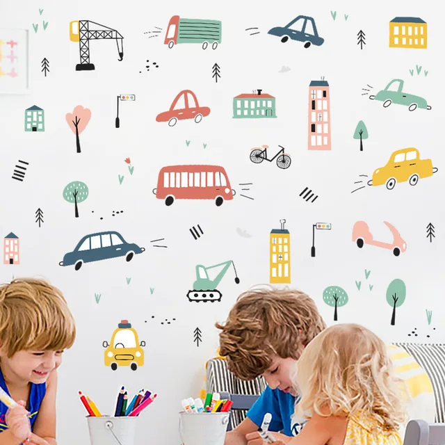 Give your childrens room a magical makeover with these adorable Cartoon Small Town PVC Kids Wall Stickers.