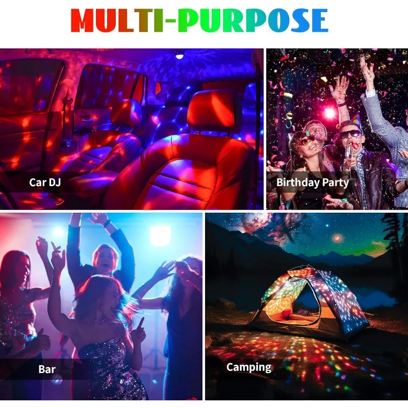 Car Disco Ball Rechargeable Battery Mini Sound Activated Multicolor Lights
