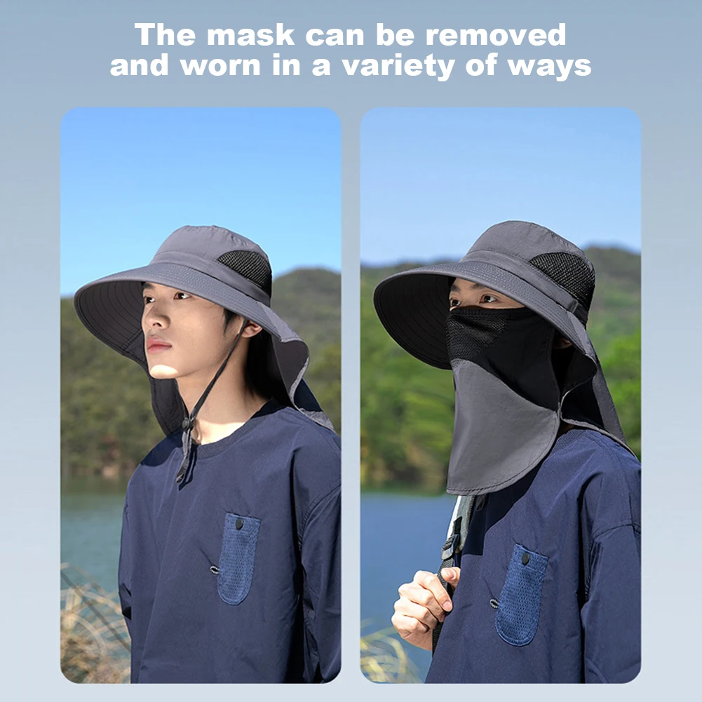 Summer Sun Hats UV Protection Outdoor Hunting Fishing Cap For Men Women Hiking Camping Visor Bucket Hat Neck Flap Fisherman Hat