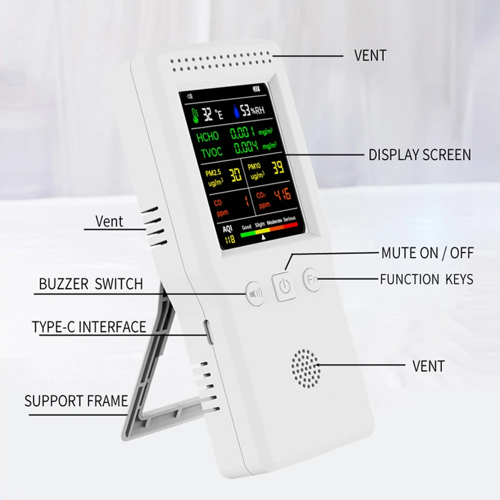 LED Digital Display Examination Devices CO2 HCHO TVOC AQI Meter Detector  Tester Inspection Tools Air Quality Monitor Measurement - AliExpress