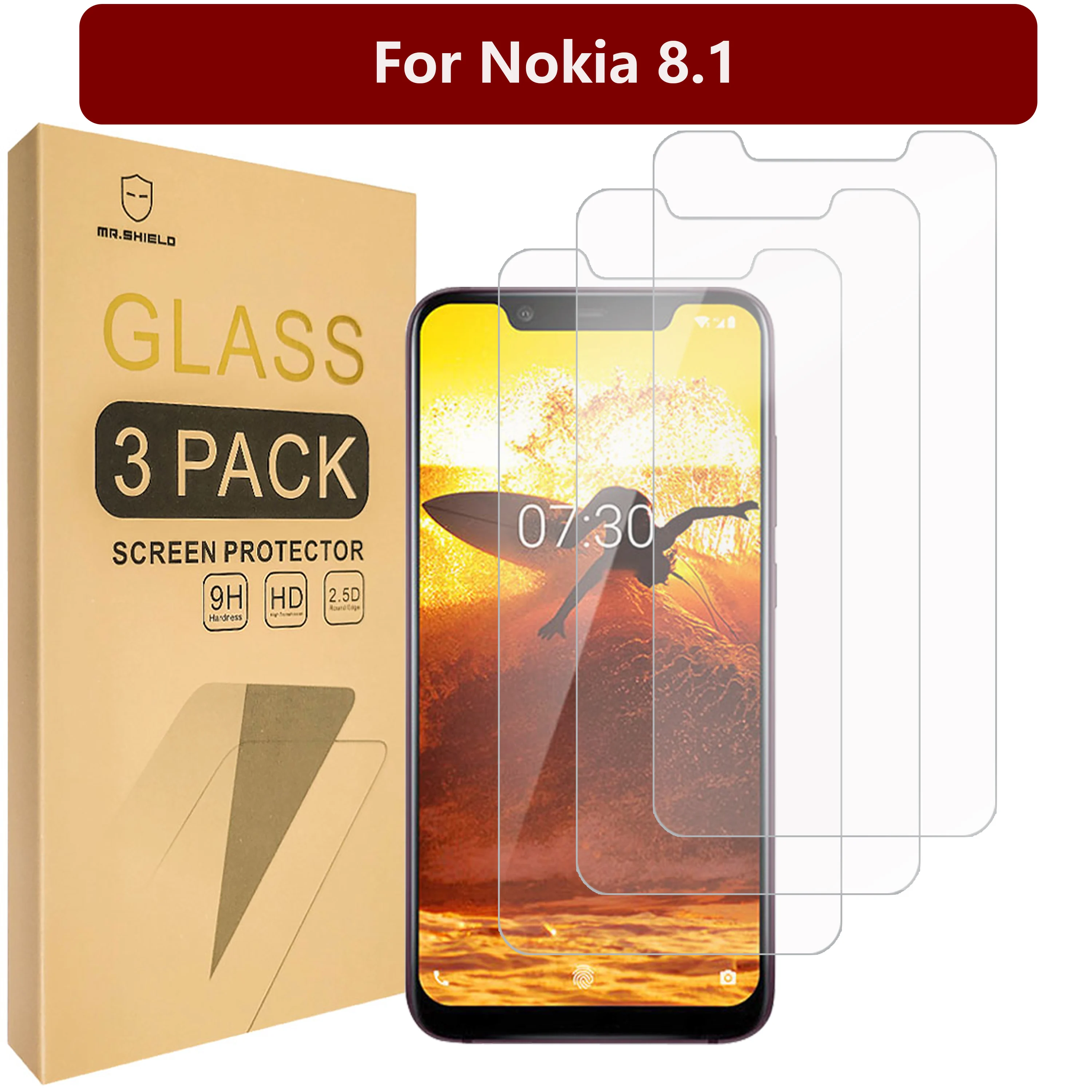 

Mr.Shield [3-PACK] Designed For Nokia 8.1 [Tempered Glass] Screen Protector [Japan Glass With 9H Hardness]