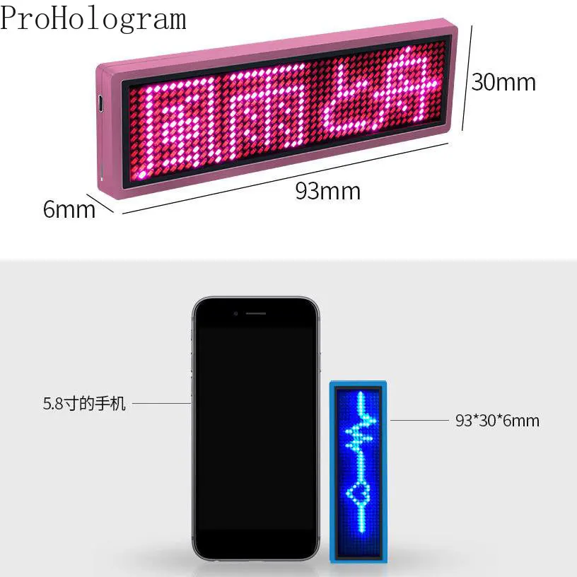 DIY Bluetooth Programmable Scrolling Message Mini LED Name Badge Tag Text Digits Pattern Display Board led message board led display board