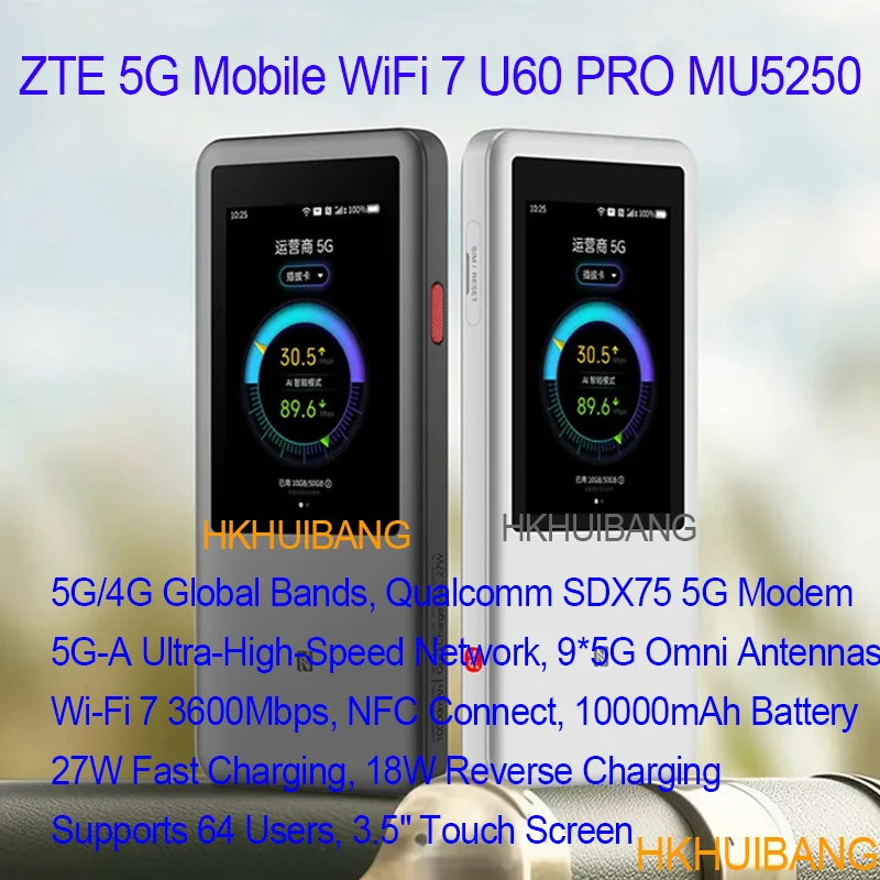 New ZTE U60 Pro MU5250 5G Pocket WiFi Router 5G-A Qualcomm SDX75