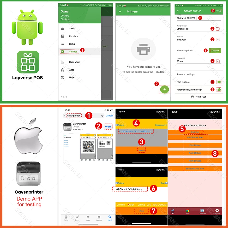 طابعة بلوتوث GOOJPRT مللي متر طابعة حرارية صغيرة م...