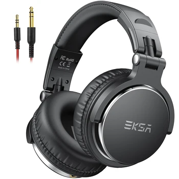 Cuffie Professionali per DJ EKSA P100, Audio Hi-Res, Driver da 50mm, SharePort, Over-Ear Pieghevoli per Monitoraggio in Studio, Gaming, Podcast