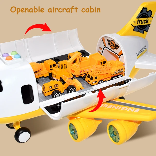 Kids Airplane Toy Music Story Simulation DIY Track Inertia Children's Toy Aircraft Large Size Passenger Plane Airliner Gift Map 3