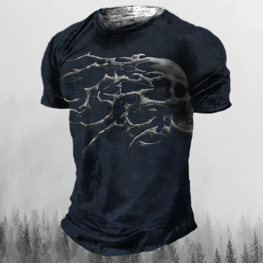 Skull Graphic Polyester T Shirt Mens Biker Gothic Grunge Skater Tee XXS-5XL