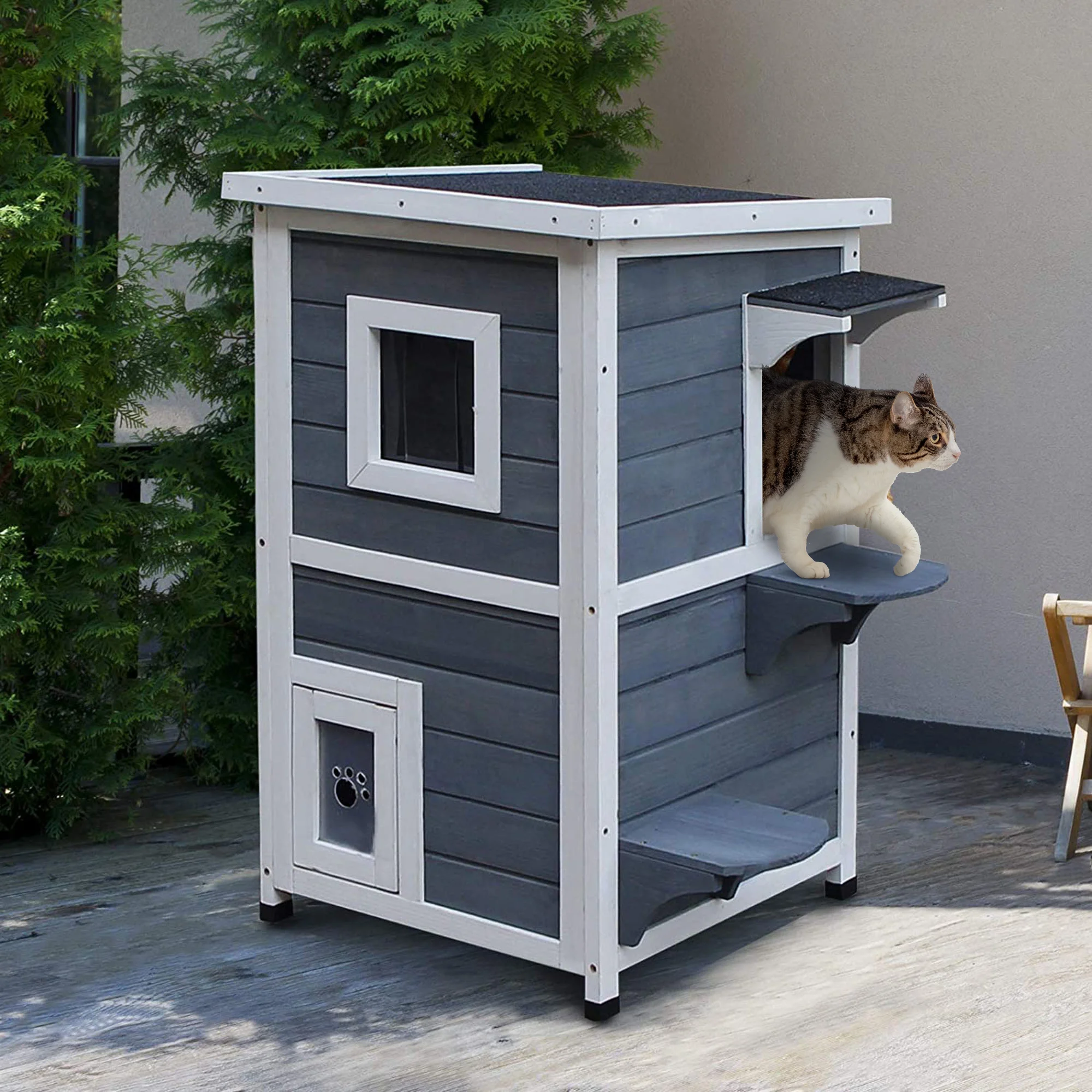 Maison Pour Chat D'extérieur Pliable - Dimensions 40x38x35 Cm - Imperméable, Isolante - Pour Hiver