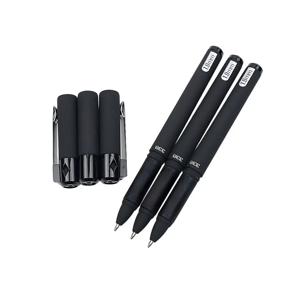 6개/세트 젤 펜 1.0mm 검정 잉크, 부드러운 필기감 대용량 리필, 서명에 완벽한 볼펜