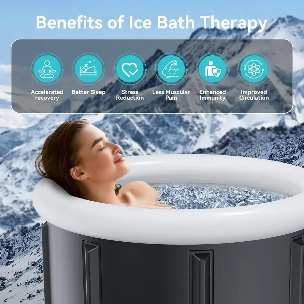 Athletes Recovery Ice Bath Tub Portable Cold Therapy Inflatable Barrel Cover 100 Gallons Capacity Waterproof Durable Easy 3