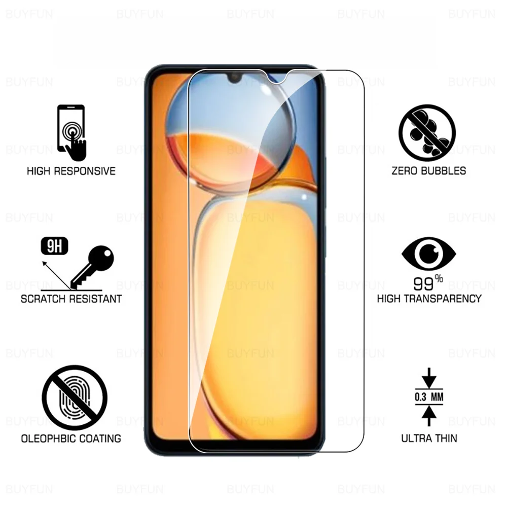Screen protector tempered glass 4in1 tempered glass case for Xiaomi Redmi 13C 6.74inch front safety screen protector