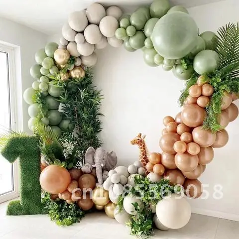 

Green Balloon Garland Arch Chain Jungle Safari Bean Birthday Party Decor Kids Latex Ballon Garland Baby Shower Party