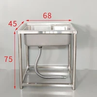 Kitchen Stainless Steel 304 Sink with Bracket Simple Wash Basin Sink Household Washing-up Sink Wash Basin 1