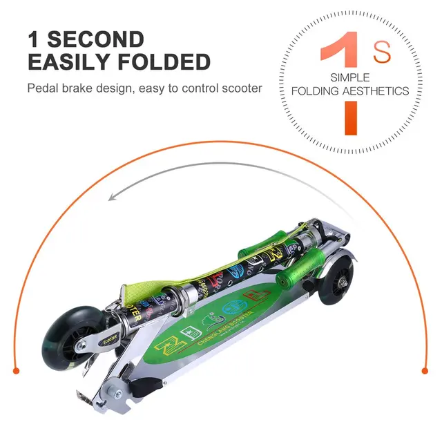 3 Wheel Adjustable Height Aluminum Alloy Children Scooter Foldable Shock Absorption Outdoor Play Stroller Scooter Toy 4