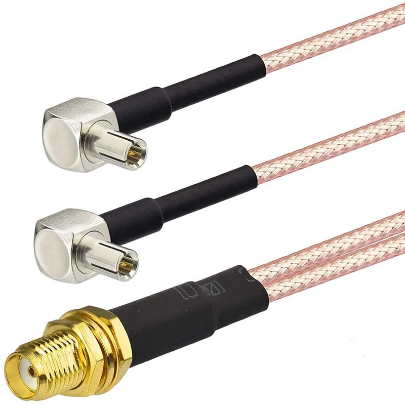 RP SMA Female to Dual TS9 CRC9 Male Plug 2XTS9 CRC9 Connector Adapter Y Type Splitter Pigtail RG316 RF Coax Extension Cable