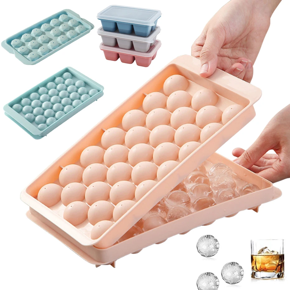 Plastic Molds Ice Tray,3D Round Ice Molds,Home Bar Party Use Round Ball Ice  Cube Makers Kitchen DIY Moulds,3Pcs,Blue