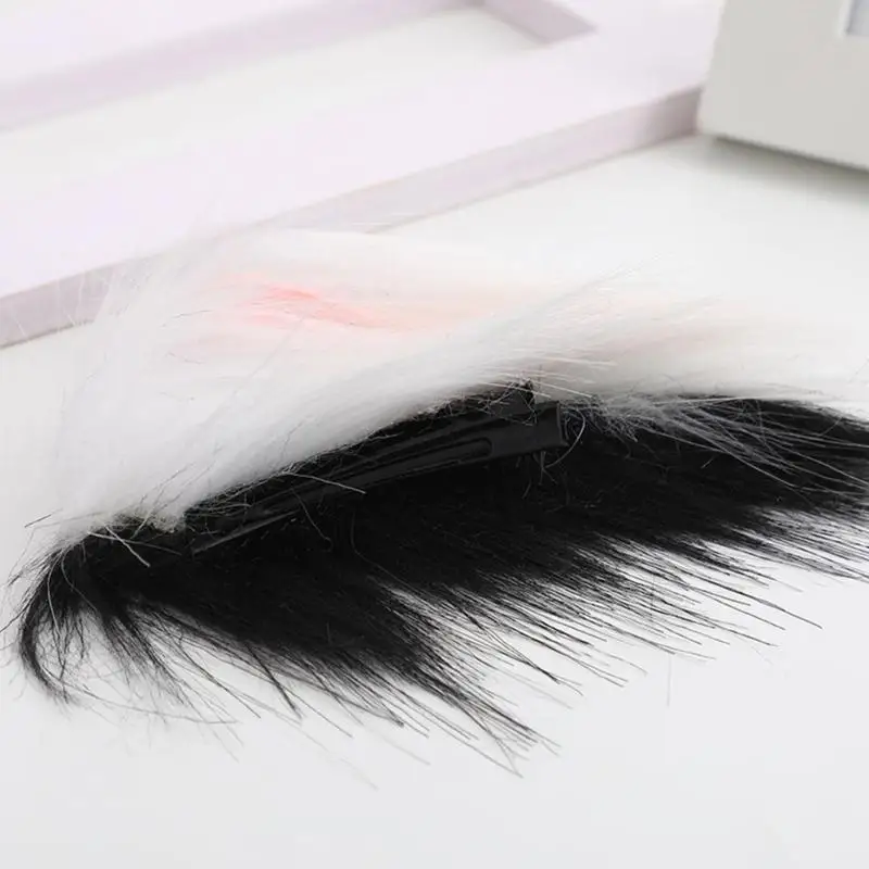 39BD Plüsch Biest Ohr Haar Clip Cosplay Kostüm Haarspangen Party Requisiten Kopfbedeckungen Maskerade Kopfschmuck Animation – Detail 8