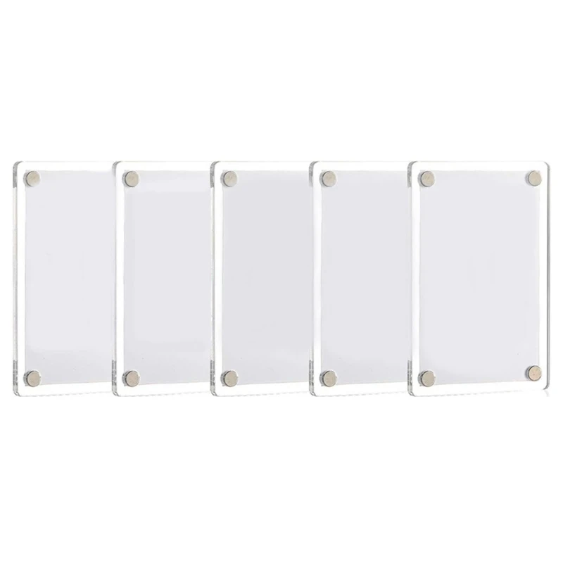 

Set of 5 Acrylic Frames for Refrigerator Easy Memo Photo Holders F1CC