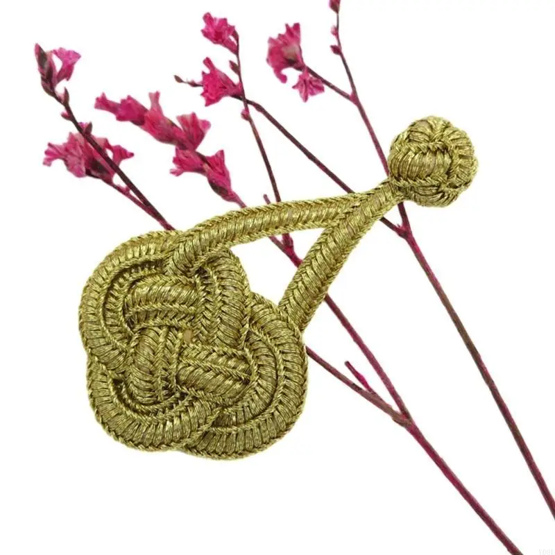Handgewebtes Webenknotenknopf Strickjacke Gold Drahtknöpfe Knoten Befestigungselement Anzug Einladung Geschenkbox DIY Y08E – Detail 8
