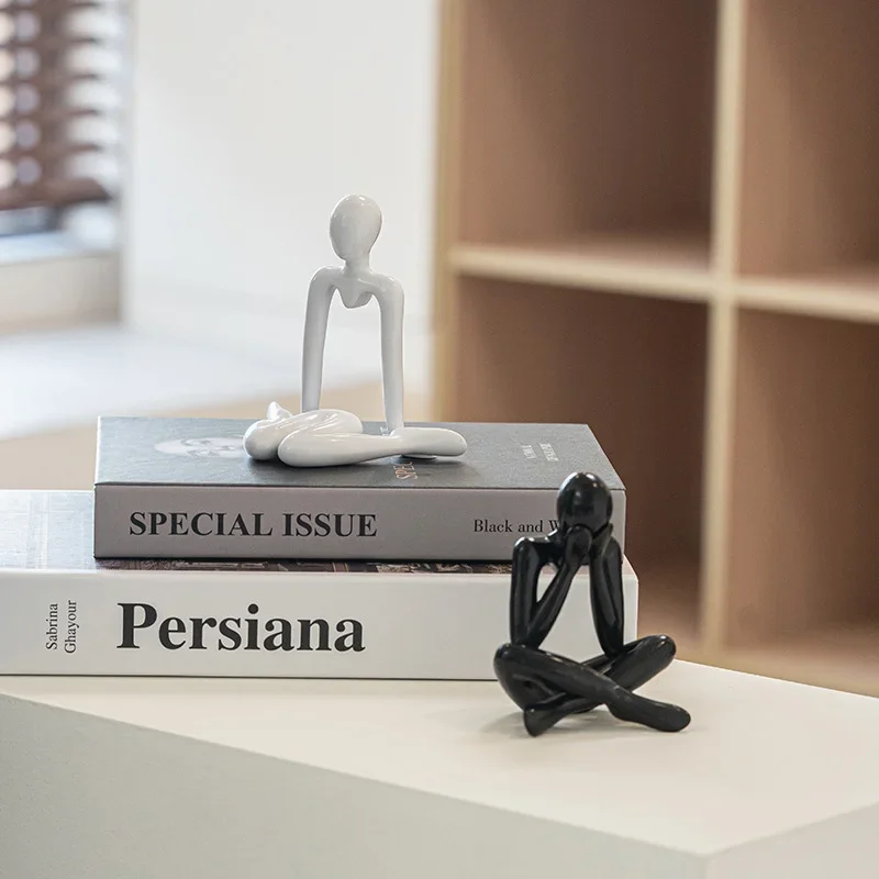 1/4PCS Nordic Light Luxury Style Abstract Figure Home Decoration Ornaments Sitting Posture Statue Crafts Desktop Decor Artworks 5