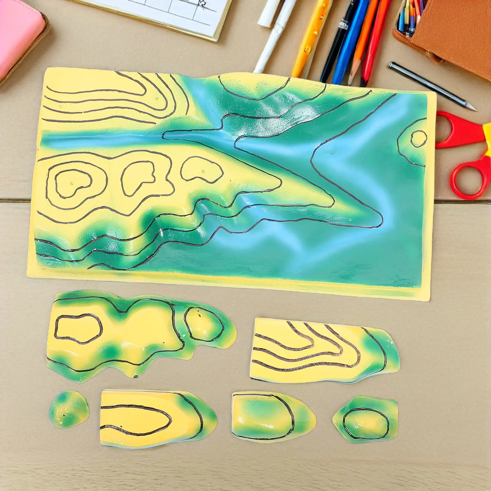 교육용 지형선 지도 정확한 지형 시연 도구 지리 교육 보조 자료 교실 지형 지도