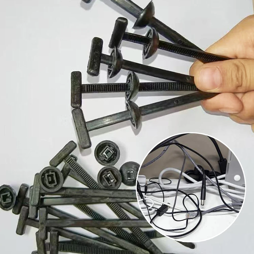 Self-Locking Nylon Zip Ties Holder Heavy Duty Plastic Cable Ties Fasteners with Pin & Button Design for Indoor and Outdoor Use