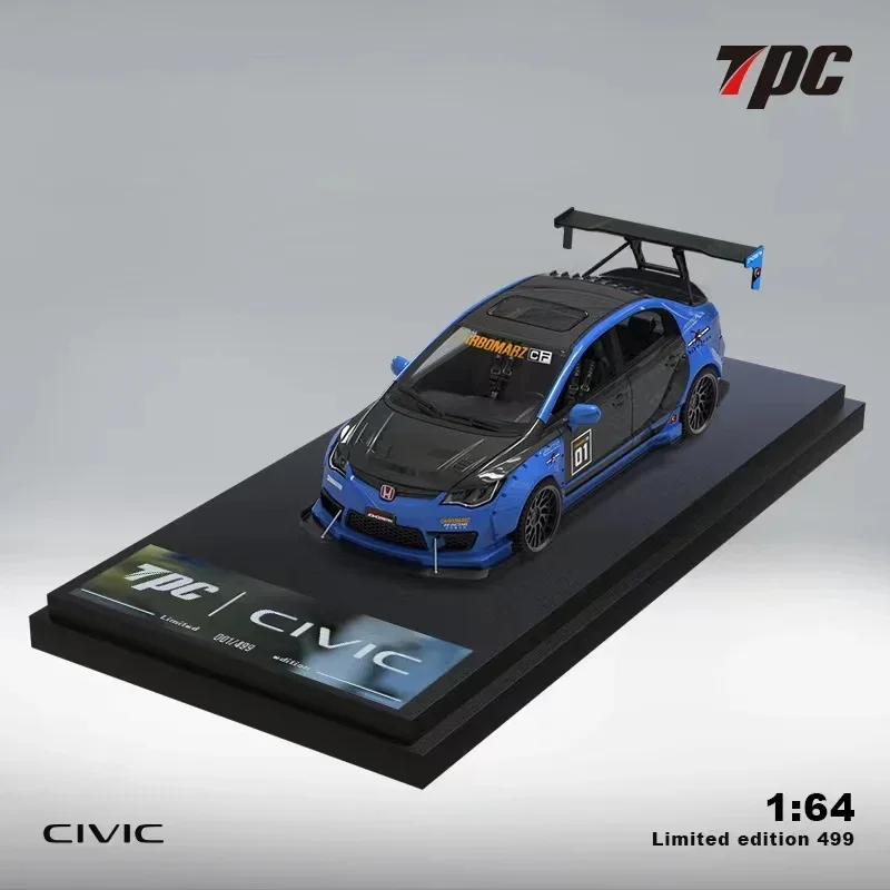 

TPC 1:64 civic FD2, взрывчатая facelift blue limited499, литая модель автомобиля