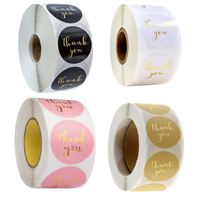 500pcs Kraft Paper Thank You Stickers