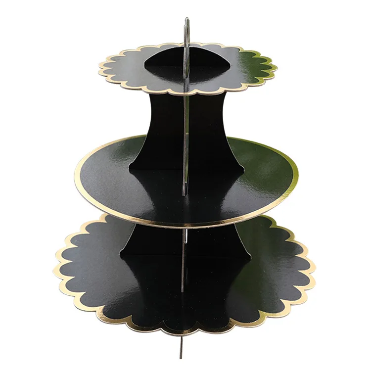 Disposable multi-layer paper cake rack birthday party decoration three-layer hot stamping dessert table cake tray cupcake stand