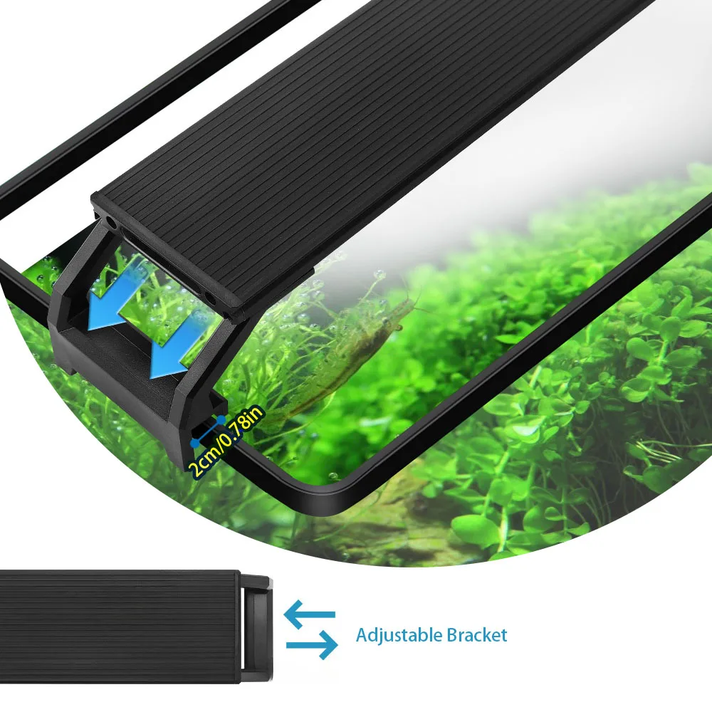Full Spectrum Planted Aquarium LED Lighting 20-63cm 110V-240V External Controller With Extendable Brackets Fish Tank Light aquarium light aquarium lamp