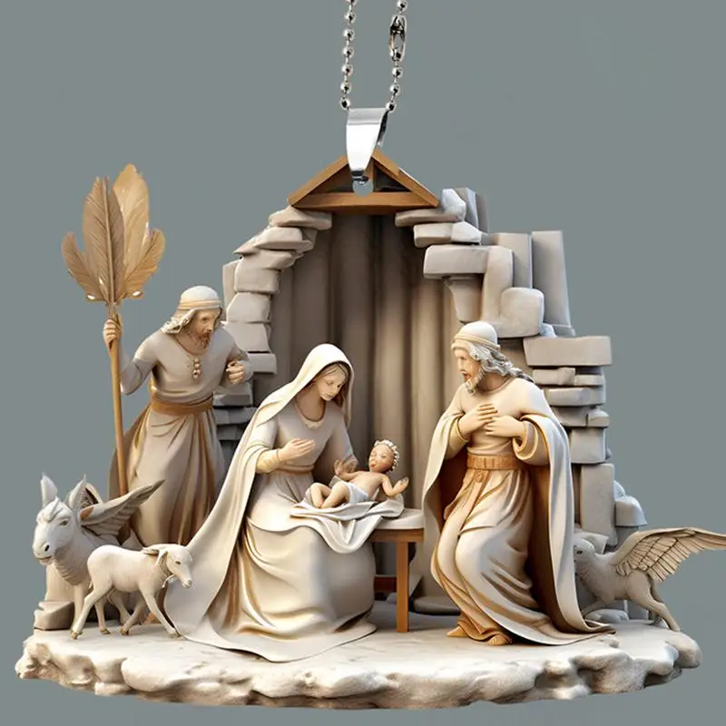Ornamento Natalizio Presepe Di Gesù In Acrilico Intagliato - Circa 8 Cm, Con Cordino Per Albero, Scale, Auto