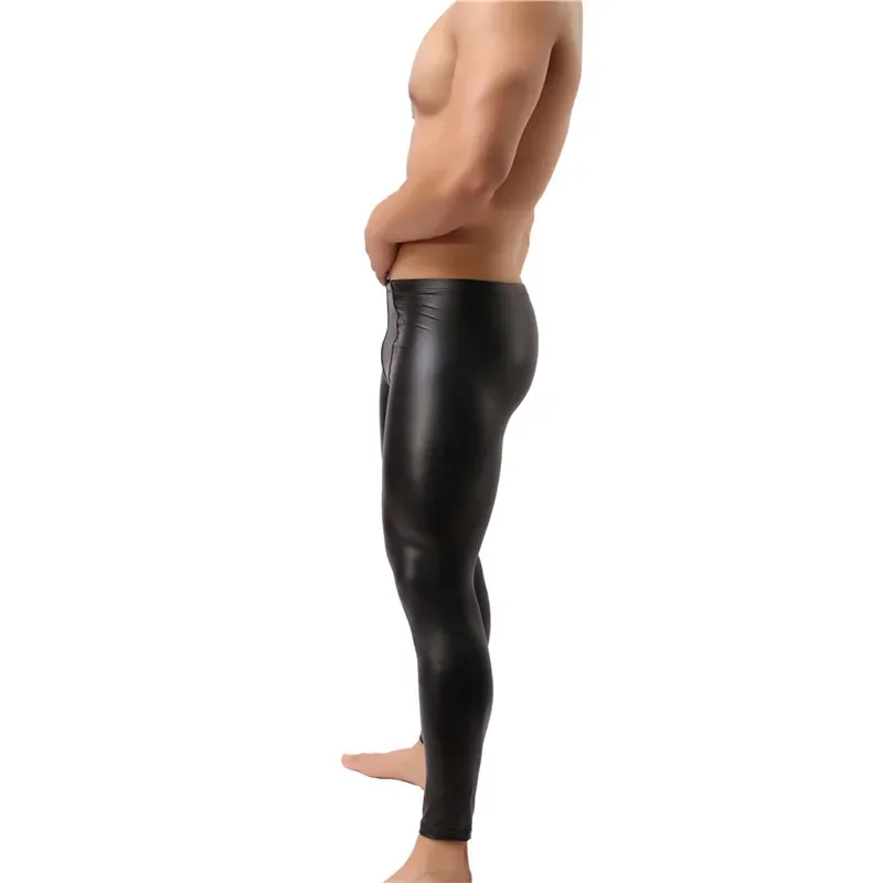 High Quality Men Faux Leather Skinny Pencil Pants Sexy Skinny Leggings Clubwear Bodywear Trousers Man Slim Fit Leather Leggings