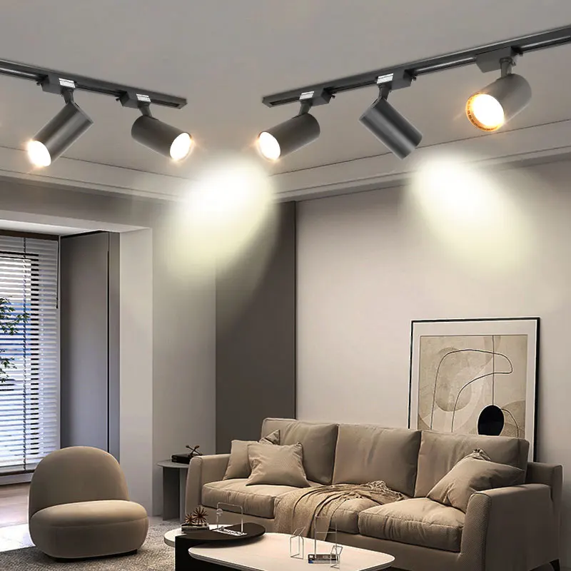 Spot Lumineux LED Rotatif sur Rail, Luminaire Décoratif de Plafond, Idéal pour un Salon ou une Cuisine