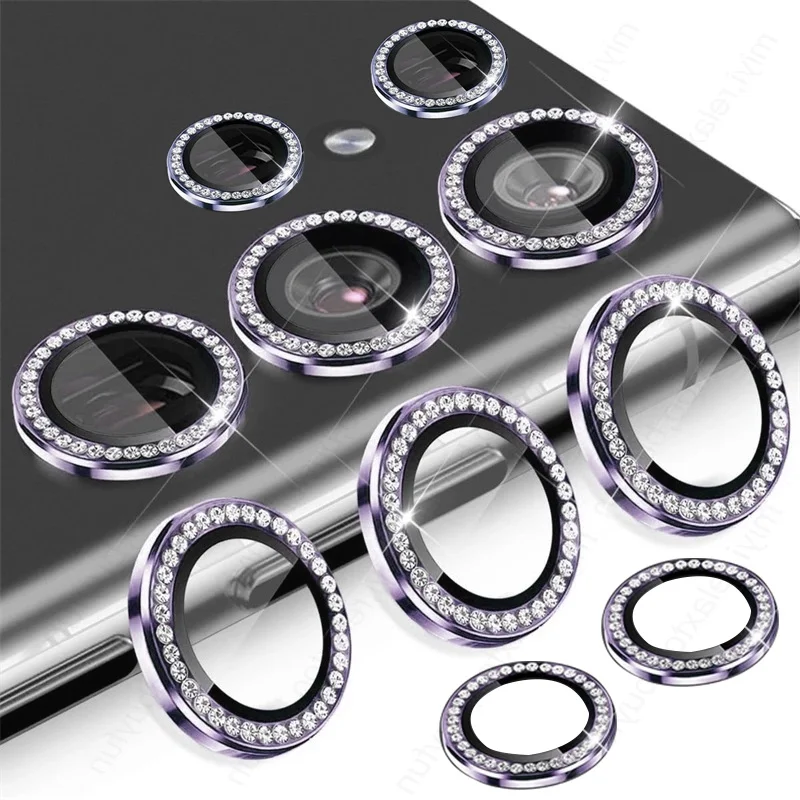 Dazzling Diamond Alloy Ring Camera Case & Lens Screen Protector