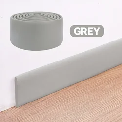 Self - Adhesive Waterproof 3D Skirting Line Wall Sticker - Thickened Anti - Collision Strip - 4m (2rolls) (Grey)