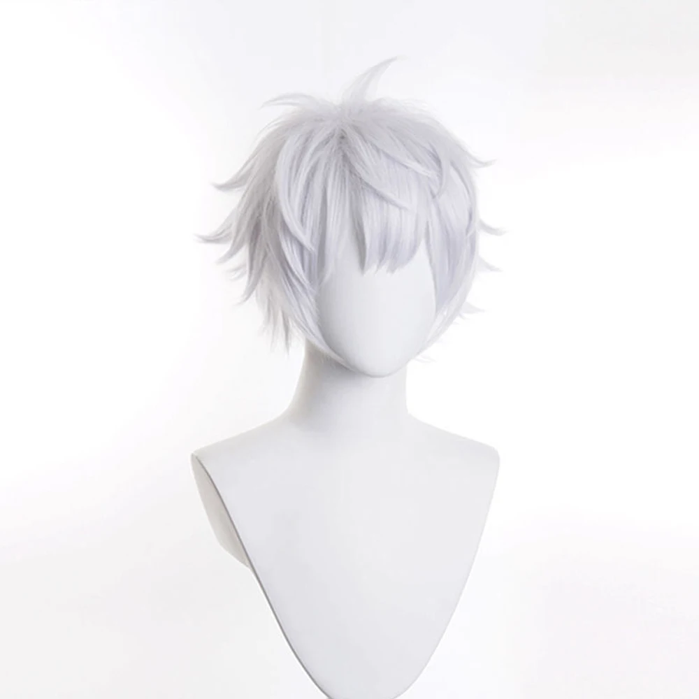 RANYU White Men Wig Short Straight sintetico Anime Hair fibra ad alta temperatura per Cosplay Party