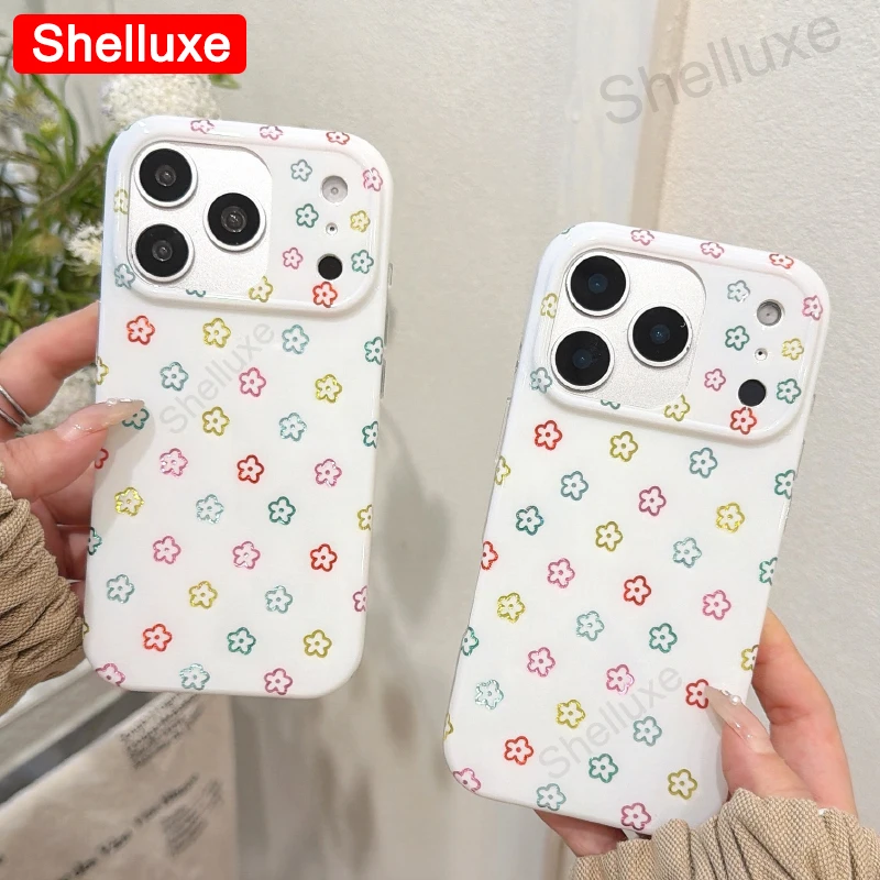 ins-Style Colored Pattern Phone Case Shelluxe For iPhone 17 16 15 14 Pro Max IMD Protector Cases Youth Girls Color Pattern Cover 3