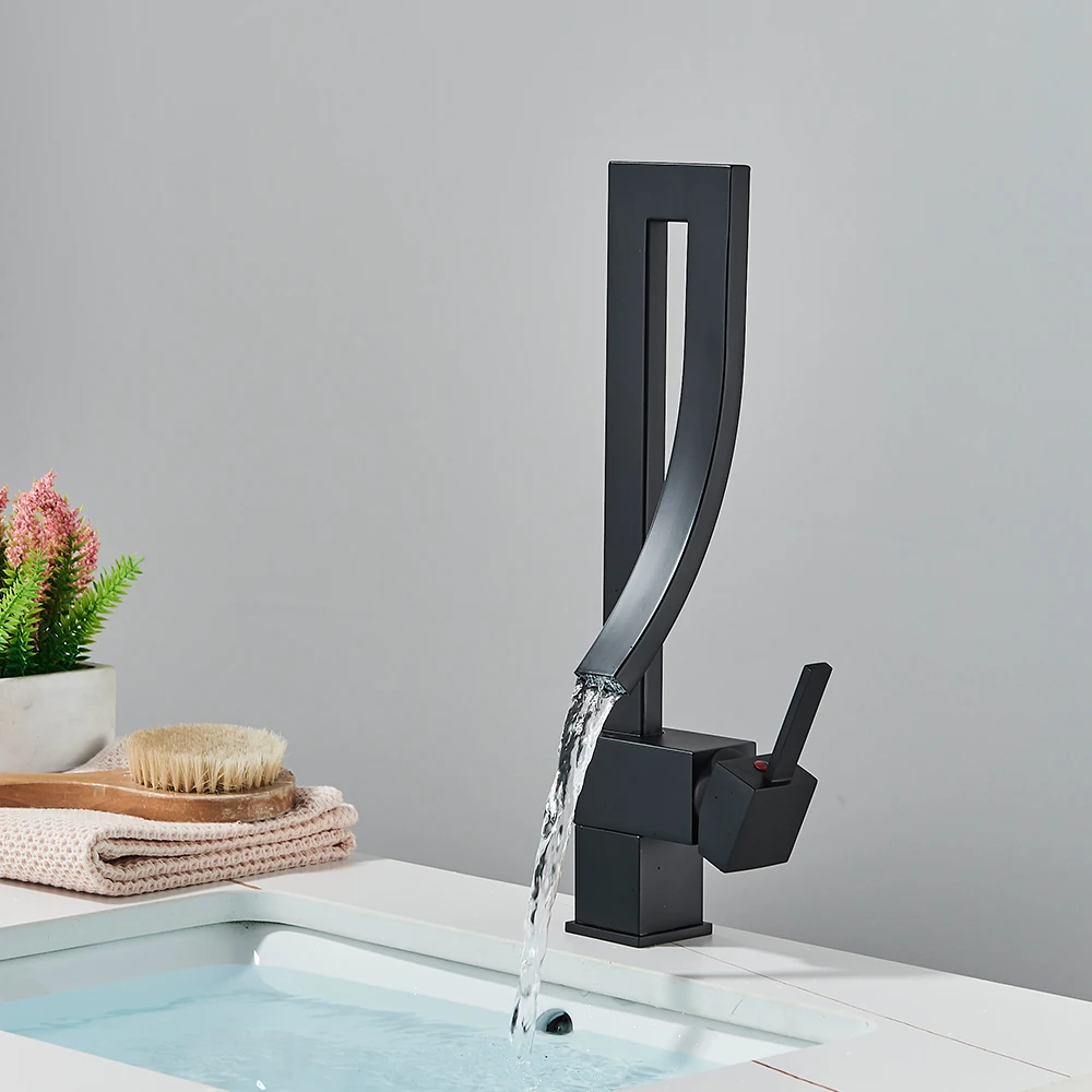 浴室の洗面台の蛇口ステンレス鋼クレーン角型洗面器タップデッキ